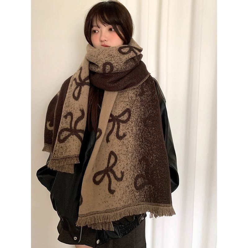 Papillon spesso in versione coreana lavorato a maglia per donna in autunno inverno 2024, sensazione di alta qualità, protezione calda per il collo, sciarpa e_voghion.com