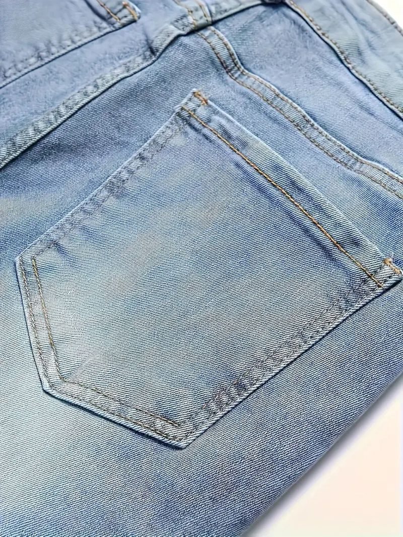 Men's Distressed Denim Shorts – Light Blue, Relaxed Fit, Mid-Thigh Length (Sizes 30-40, Washed & Stretchable)_voghion.com