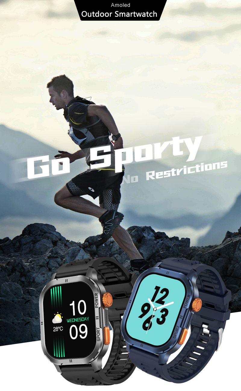 Det nye smartwatch understøtter Bluetooth-opkaldstilstandsdetektion, IP68 vandtæt firkantet HD AMOLED social underholdning_voghion.com