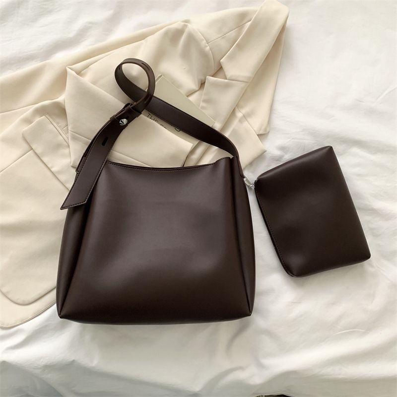 Two piece set mother fashion 2024 spring soft leather single shoulder large capacity handbag women's bag_voghion.com