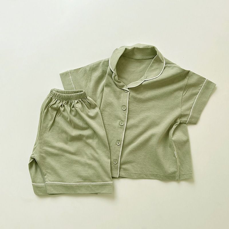 2024 Abbigliamento per bambini danesi per la casa Tuta casual per genitori e figli Tuta estiva con aria condizionata Pigiama in cotone per bambini_voghion.com