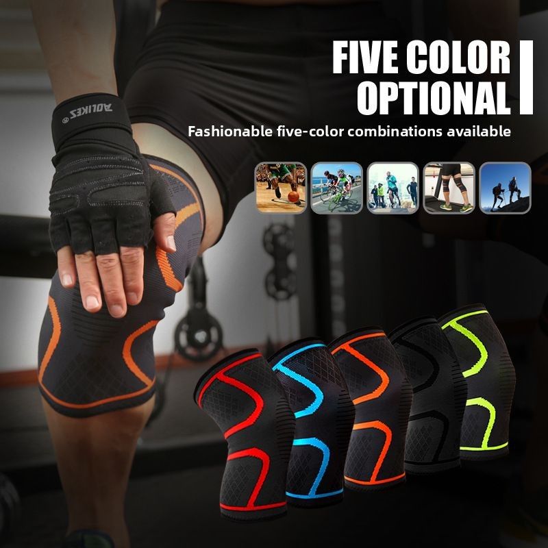 Sports Autumn Winter Running Basketball Cycling Fitness Non-Slip Breathable Thin Colorful Nylon Knee Pads For Men And_voghion.com