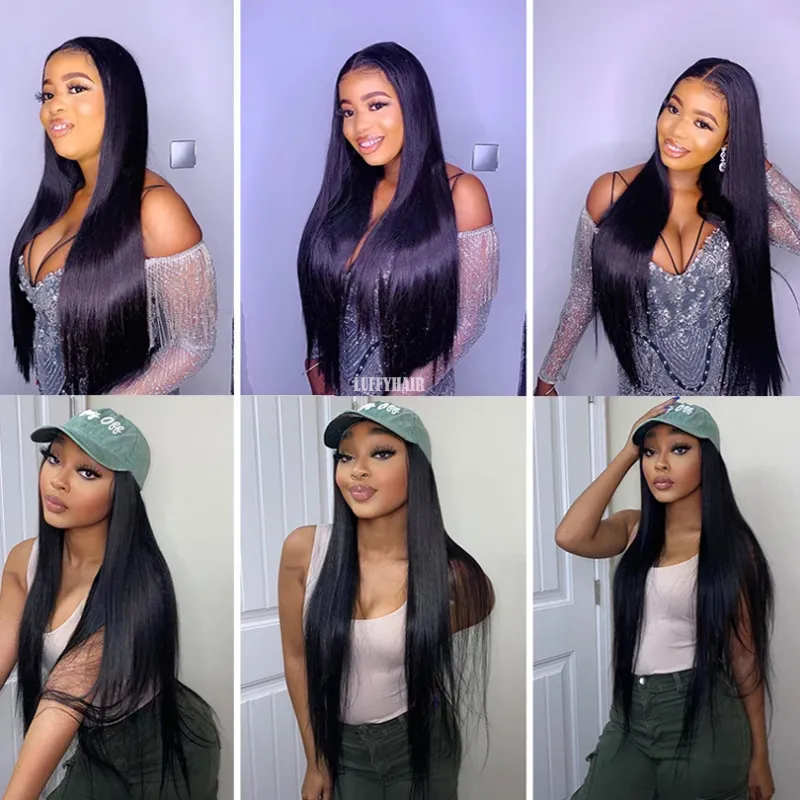 Jet Black Full Lace Wigs Sliky Straight Lijmloos Braziliaans Menselijk Haar 180% Dichtheid_voghion.com