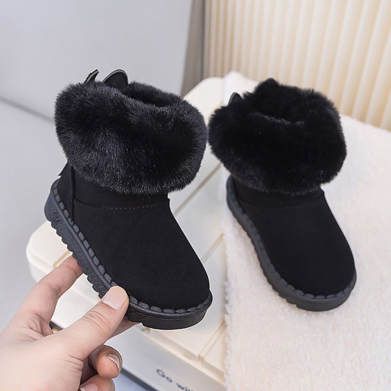 Stivali da neve per bambine e ragazze in pelle di pecora con orecchie di coniglio, invernali, slip-on, antifreddo, in cotone con fodera in pile, extra spessi_voghion.com