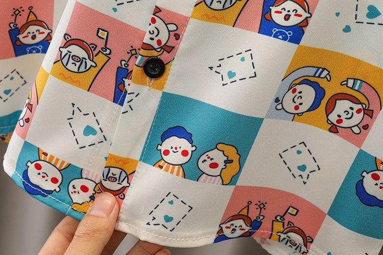 2024 Summer New Polo Neck Shirt Short sleeved Set, Boys' Casual Cowboy Shorts Two Piece Set_voghion.com