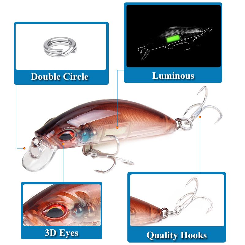 Lure Bait Cross Border Simulation Bait Cietā ēsma Gaismas Minnow ēsmas gredzens Pērlītes Blood Groove Trīs āķi Saldūdens jūras makšķerēšanas piederumi_voghion.com