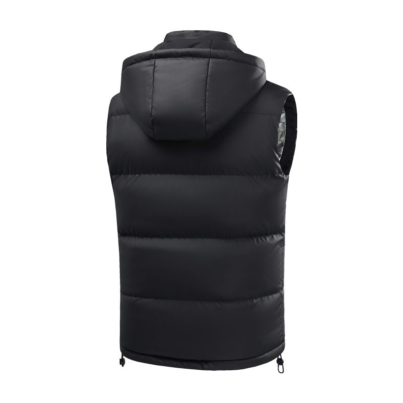 Leichte Kapuzenweste für Herren mit Graphenheizung, ärmellose Streetwear-Jacke mit Reißverschluss für die Freizeit, Schwarz/Grau/Rot_voghion.com