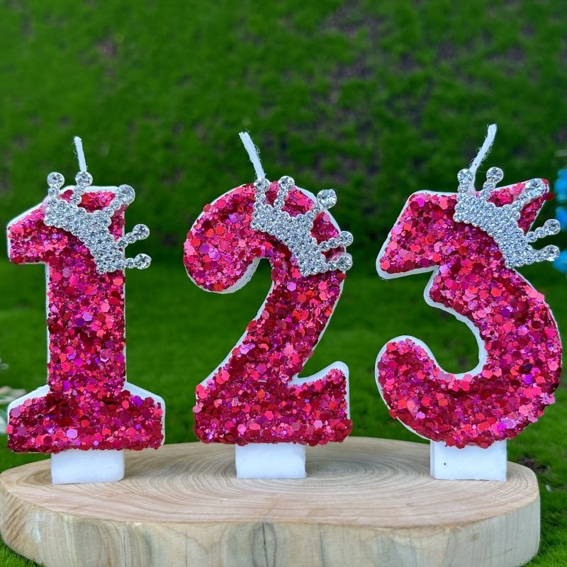 Digital Cake Decoration First Birthday Candle Rose Red Crown_voghion.com