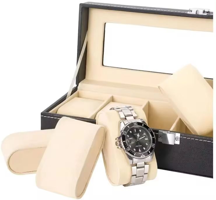 Hot Rea PU Läder Display Förvaring Collection Organizer Klocklåda För Män Klocka Vitrine Med Glas Top Watch Förvaringslåda_voghion.com