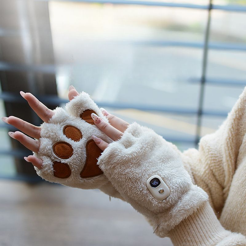 2024 New Cat Paw Hand Warmer Heating USB Rechargeable Heated Gloves High Appearance Value For Men And Women Gift_voghion.com