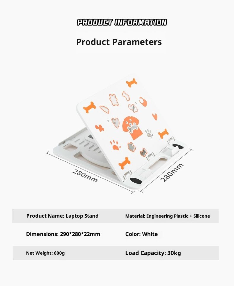 Supporto per laptop NeoGear Cartoon con regolazione dell'altezza, supporto girevole per ufficio e scrivania, previene l'affaticamento del collo per gli studenti_voghion.com