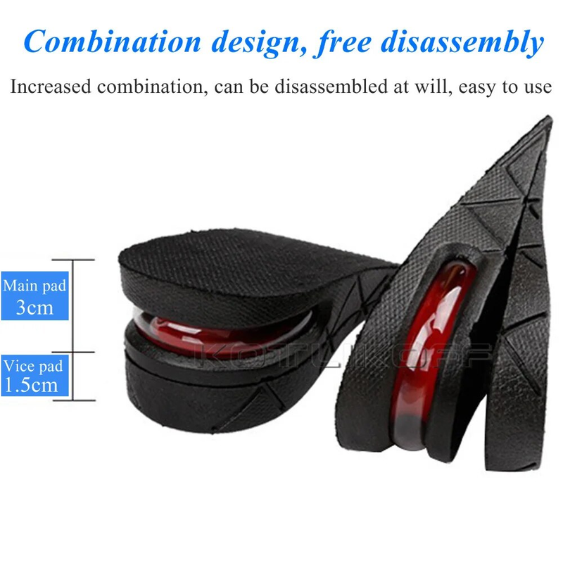 KOTLIKOFF Invisible Height Increase Insole Adjustable 2 Layer 3CM/4.5CM Air Cushion Pads Elevator Soles Insoles Inserts_voghion.com