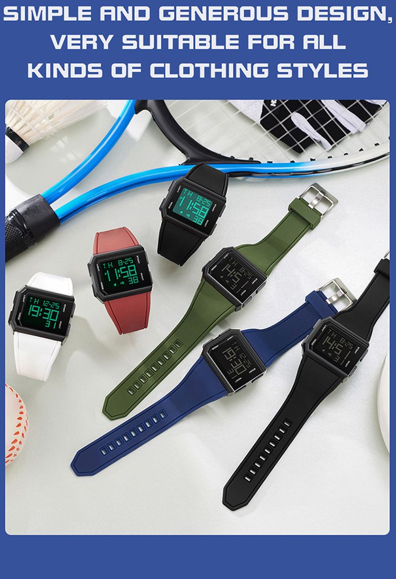 Multifunctional Digital Sports Watch With LED Backlight, Waterproof, Alarm, Stopwatch, Day & Date Display - Lightweight & Durable For Men And Women_voghion.com