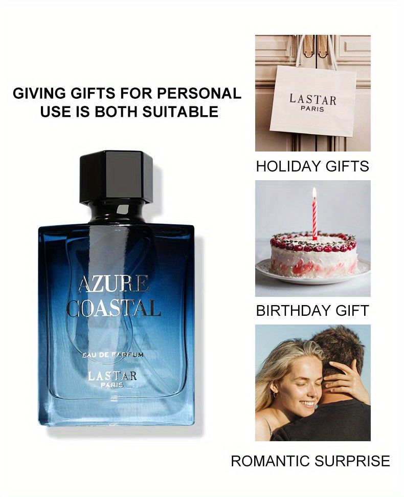 AZURE COASTAL Eau De Toilette - Fragranza maschile aromatica, fresca e romantica, profumo fougère, note legnose e acquatiche di salvia_voghion.com