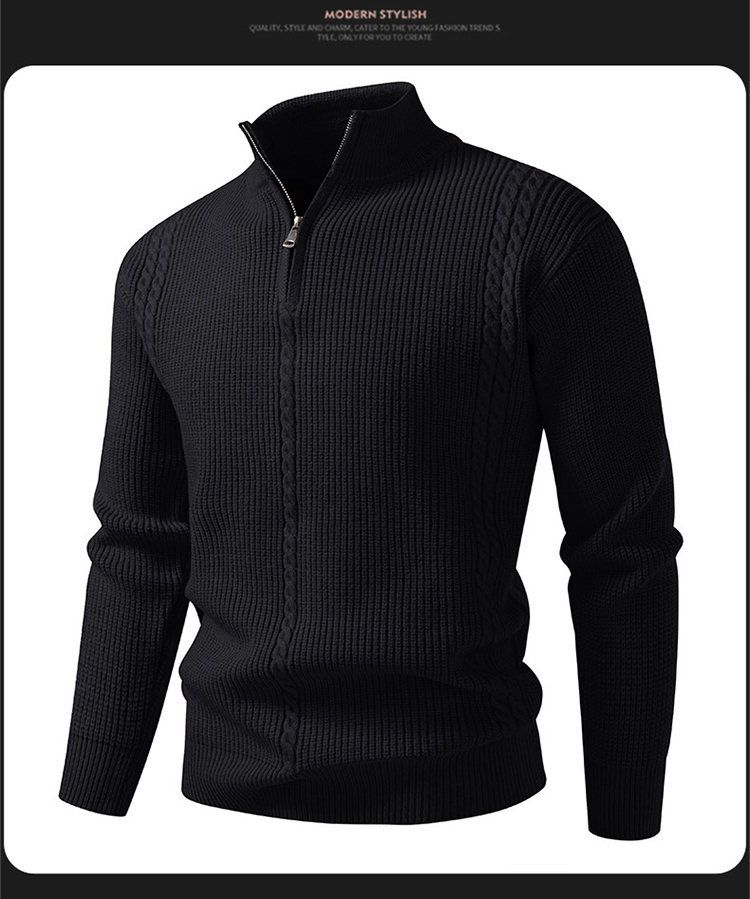 Maglione lavorato a maglia con collo alto e mezza cerniera da uomo, pullover spesso per abbigliamento casual e a strati (6 colori, taglie dalla M alla 4XL)_voghion.com