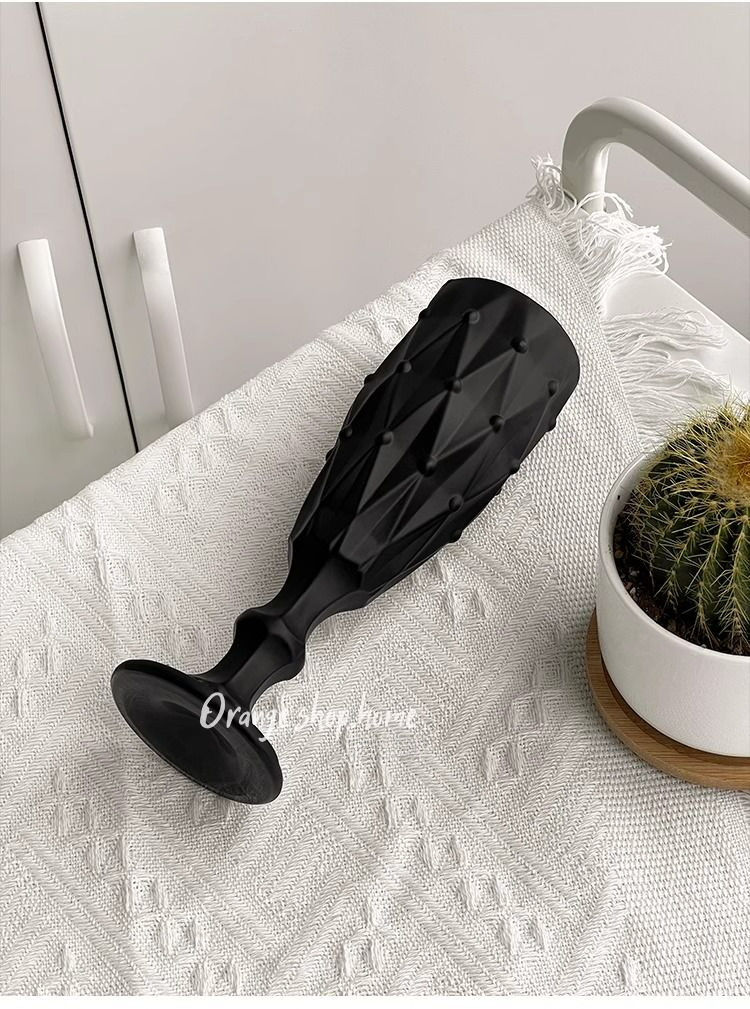 Creative Frosted Obsidian Black Diamond Bead Pointed High-End For Home Use, Luxury Red Glass, Wine Glass_voghion.com