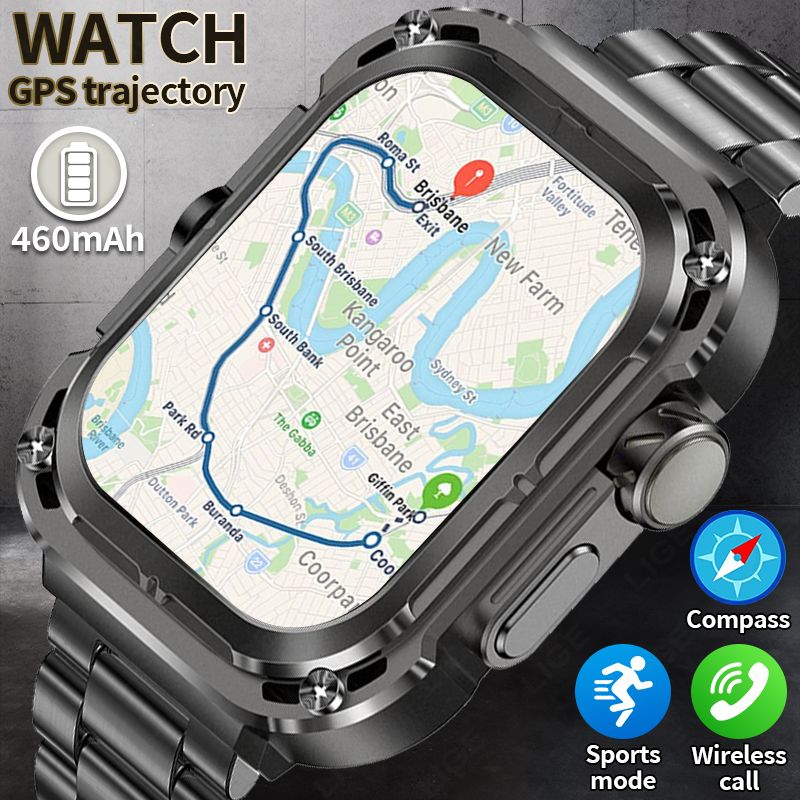 2025 GPS Red Military Smart Watch Männer für Android IOS Sportuhren IP68 wasserdicht 2,1 '' AI Voice Bluetooth Call_voghion.com