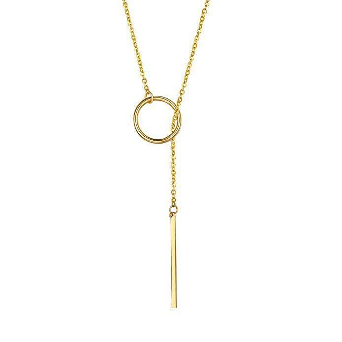 Fashion New Personalized Simple Circle Stick Necklace Cold Wind Long Fringed Collarbone Chain_voghion.com