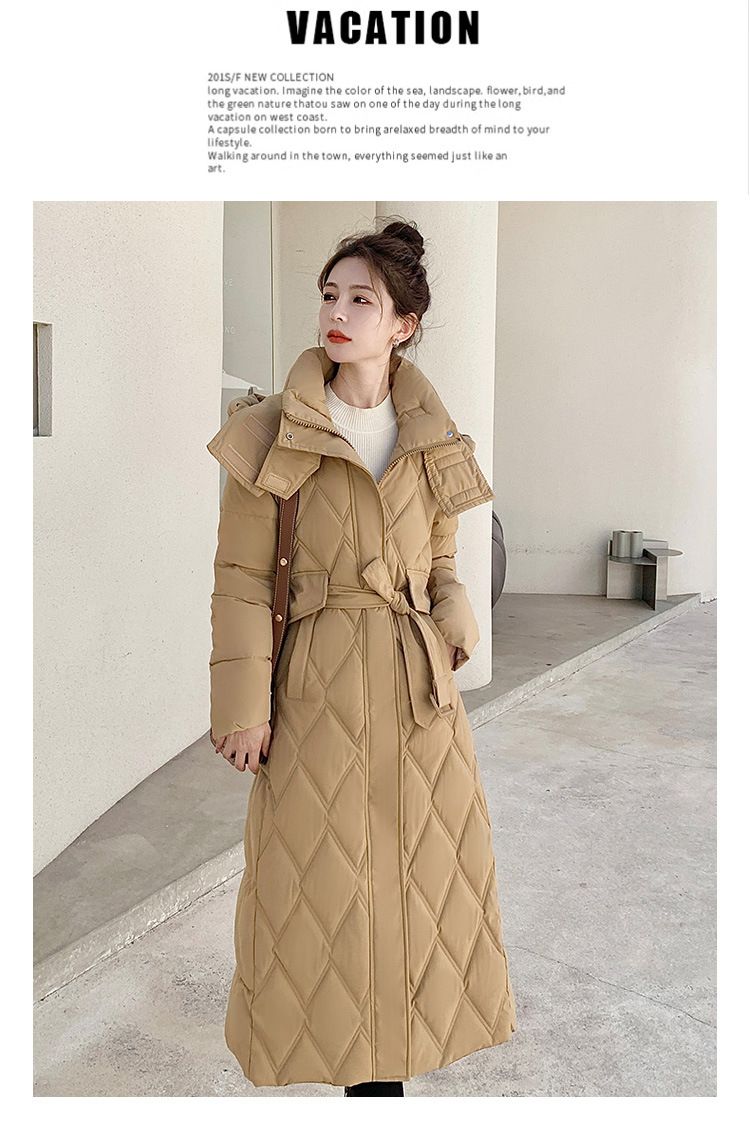Women's Clothing Warm jacket jacket for women, mid length,winter thickened cotton coat over the knee_voghion.com
