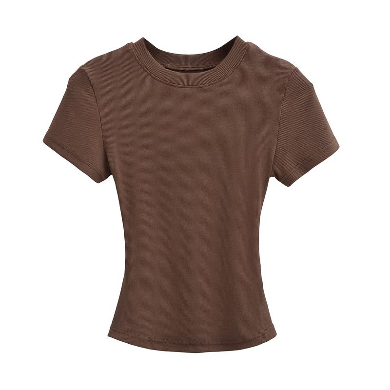 Spring New Women's Round Neck Pullover Slim Fit T-shirt Top C76179_voghion.com