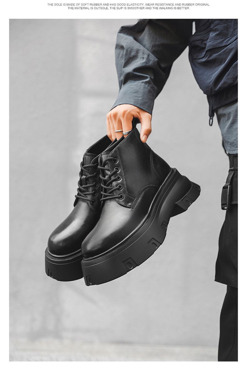 Martin Boots Erkek Kalın Tabanlı Yükseltici Retro Takım Botları Bağcıklı Erkek Botları_voghion.com