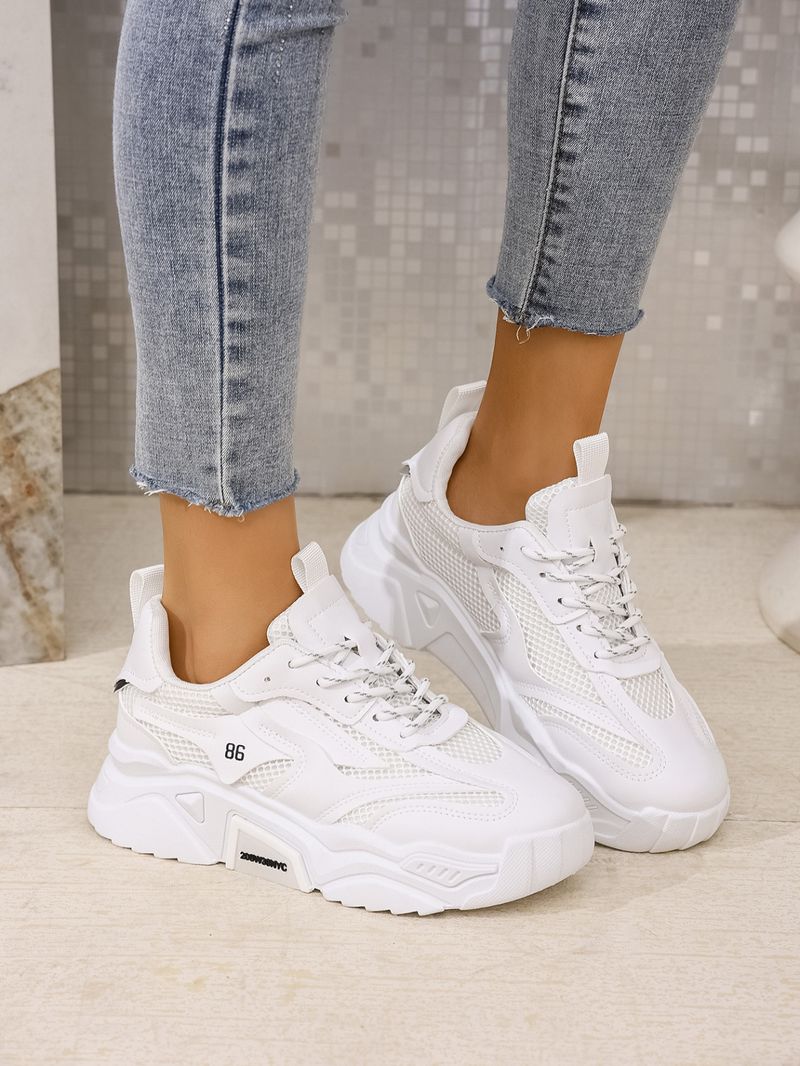 2025 Candy Color Mesh Dad Shoes Women's Platform Casual Sports Shoes Versatile Soft Sole Breathable Running Shoes_voghion.com