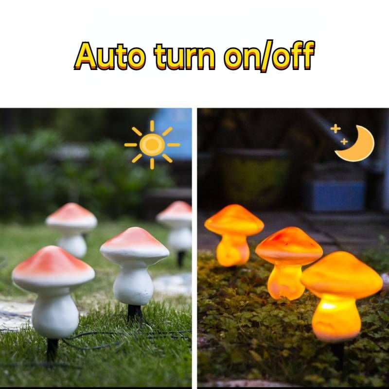 LED sončne vrtne luči na prostem, nepremočljiva, srčkana lučka v obliki gobe, pravljični venček, sončne vrvične luči za dekoracijo trate na dvorišču_voghion.com