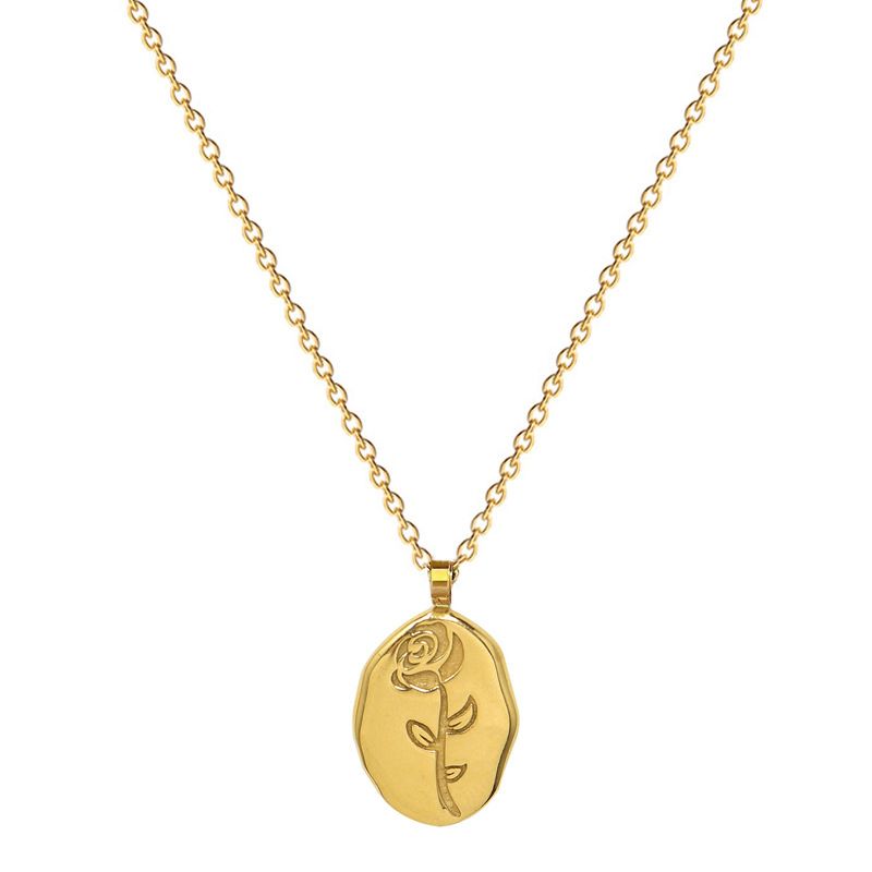 【 Acier au titane pour tout le corps 】 Conception de niche féminine en forme de rose, pendentif simple, chaîne de clavicule courte, version coréenne,_voghion.com
