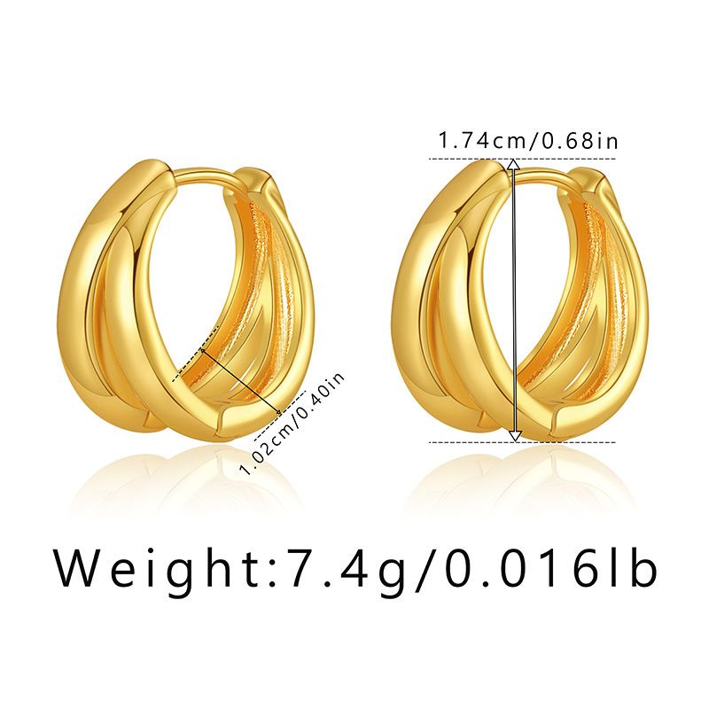 Orecchini retrò in metallo di alta qualità francese, cerchio semplice, anello in rame placcato oro K, orecchini eleganti da lavoro, tutti abbinati_voghion.com