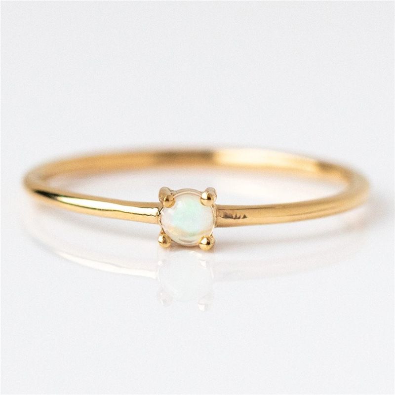 Plated Forest Series Thin Four Claw Pearl Ring For Women_voghion.com