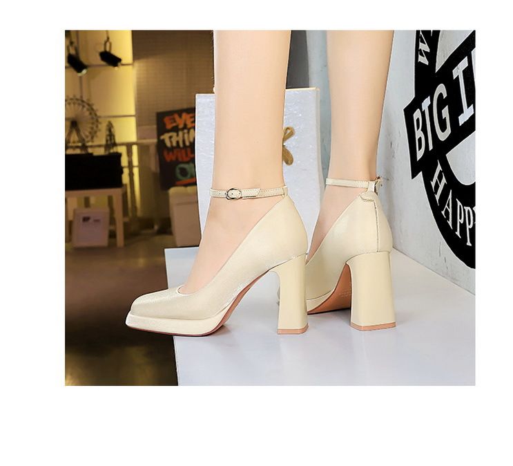 9982-K105 Style Banquet Wedding Coarse Super High Heels Waterproof Platform Silk Strap Single Shoes_voghion.com