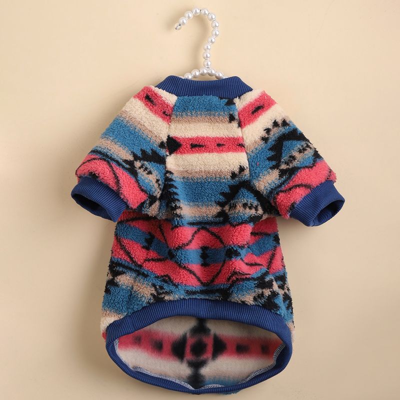 Dog clothes autumn and winter ins style cat clothes cute striped plush sweater cross-border supply pet clothes_voghion.com