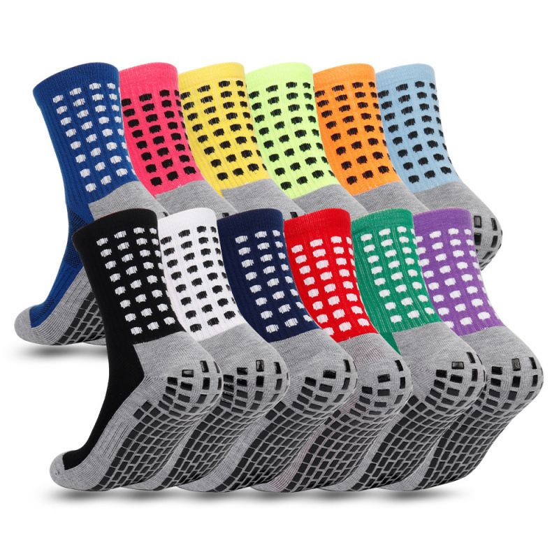 Rutschfeste, geklebte, verdickte Fußballsocken mit Handtuchunterseite für Herren, Training mit mittlerer Röhre_voghion.com