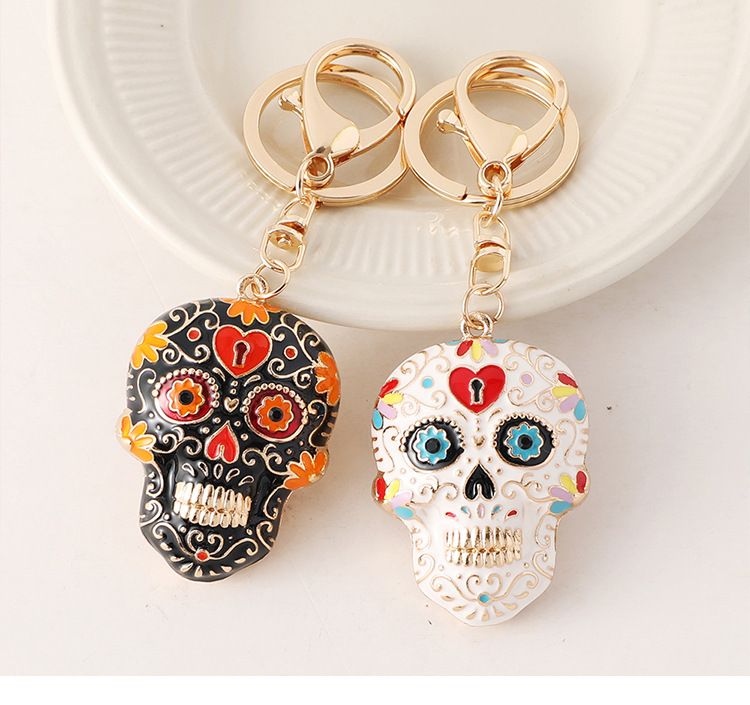 Novo chaveiro de esmalte colorido com caveira e mandala, bolsa de Halloween, pingente do Dia dos Mortos, pequeno presente_voghion.com