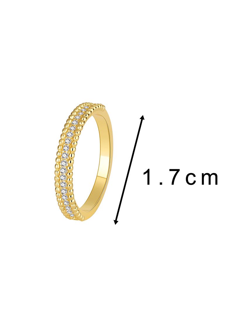 Moda Semplice Piccolo Rotondo Perline Micro Intarsiato Zircone Anello Femminile Ottone Placcato Oro Leggero Lusso Stile Freddo Anello_voghion.com