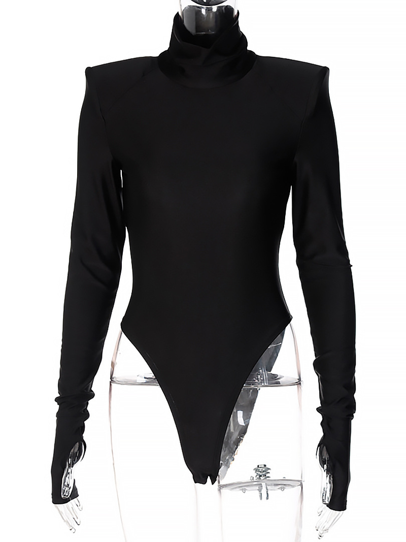 Damesmode Hoge hals Jumpsuits met lange mouwen Mouwen Slim Fit body's_voghion.com