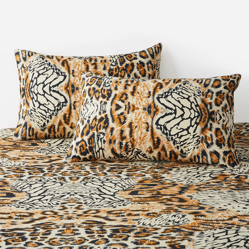 Housse de couette de luxe motif tigre, léopard et girafe, ensemble de literie trois pièces en polyester doux_voghion.com
