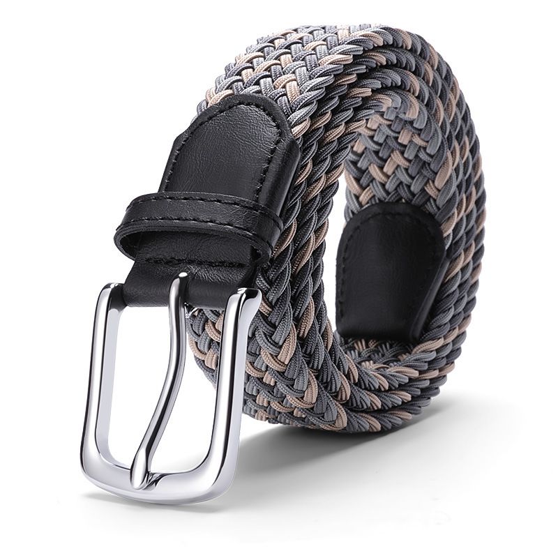 High-end Woven Casual Men's Pin Buckle Elastic Canvas Stretch Versatile Women's Waist Belt_voghion.com