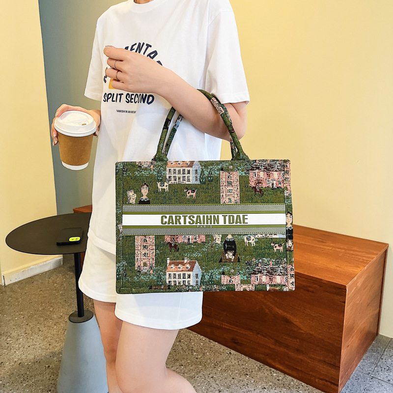 Canvas-Tasche für Damen mit großem Fassungsvermögen, neue trendige All-Match-Handtasche. Beliebte High-End-Mode, grenzüberschreitende Einkaufstasche im explosiven Stil_voghion.com