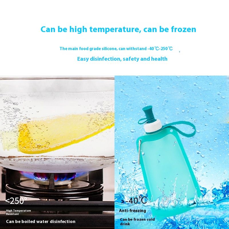 Silicone Outdoor Sports Portable Folding Bag Cycling Hiking Travel Supplies Water Bottle 550ml_voghion.com