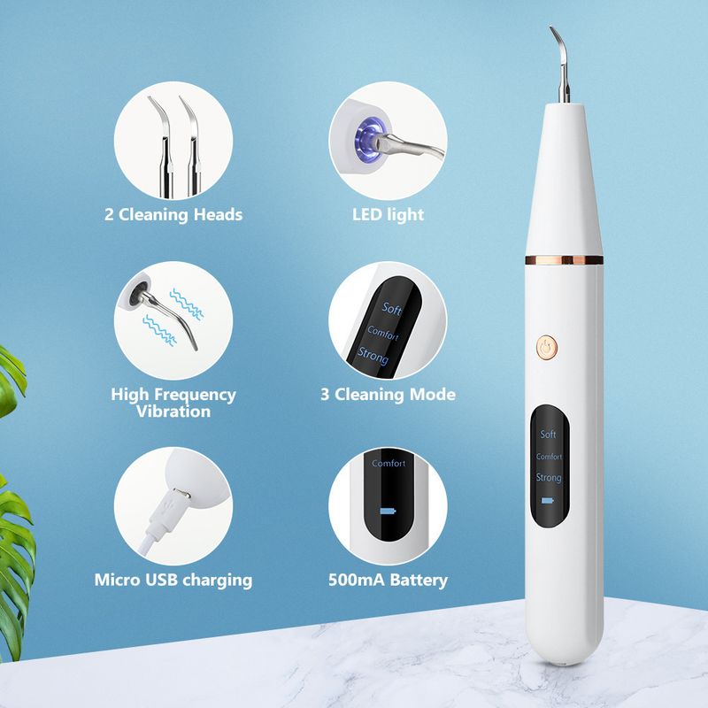 Portable ultrasonic cleaner for removing tartar tartar, USB rechargeable and luminous electric dental beauty device_voghion.com