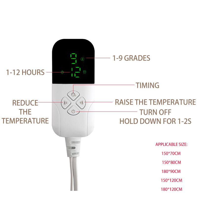 Couverture chauffante électrique en flanelle de qualité supérieure – 9 réglages de chaleur, interrupteur intelligent, zone simple/double (150 x 80 cm à 200 x 180 cm, 220 V, 120 W, certifiée CE)_voghion.com