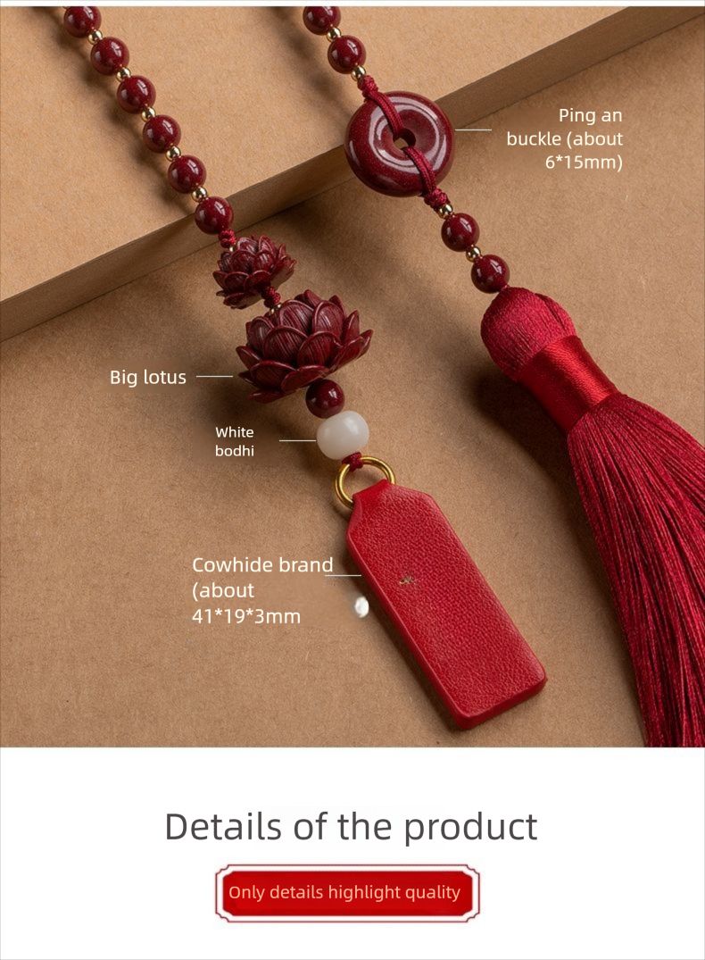 Hochwertiger Lotus Peace Zinnober-Anhänger, neues Modell, für Damen und Herren, zur Befestigung am Auto-Rückspiegel, als Geschenkidee_voghion.com