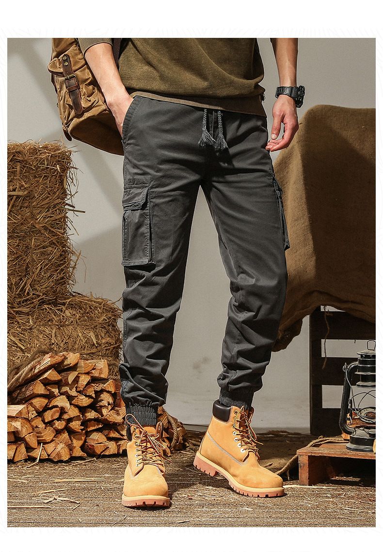 Spring And Autumn Washed Casual For Men, Jogger Zipper Cargo Multi-Pocket Sports Long Pants, Cotton Stretch Pants_voghion.com