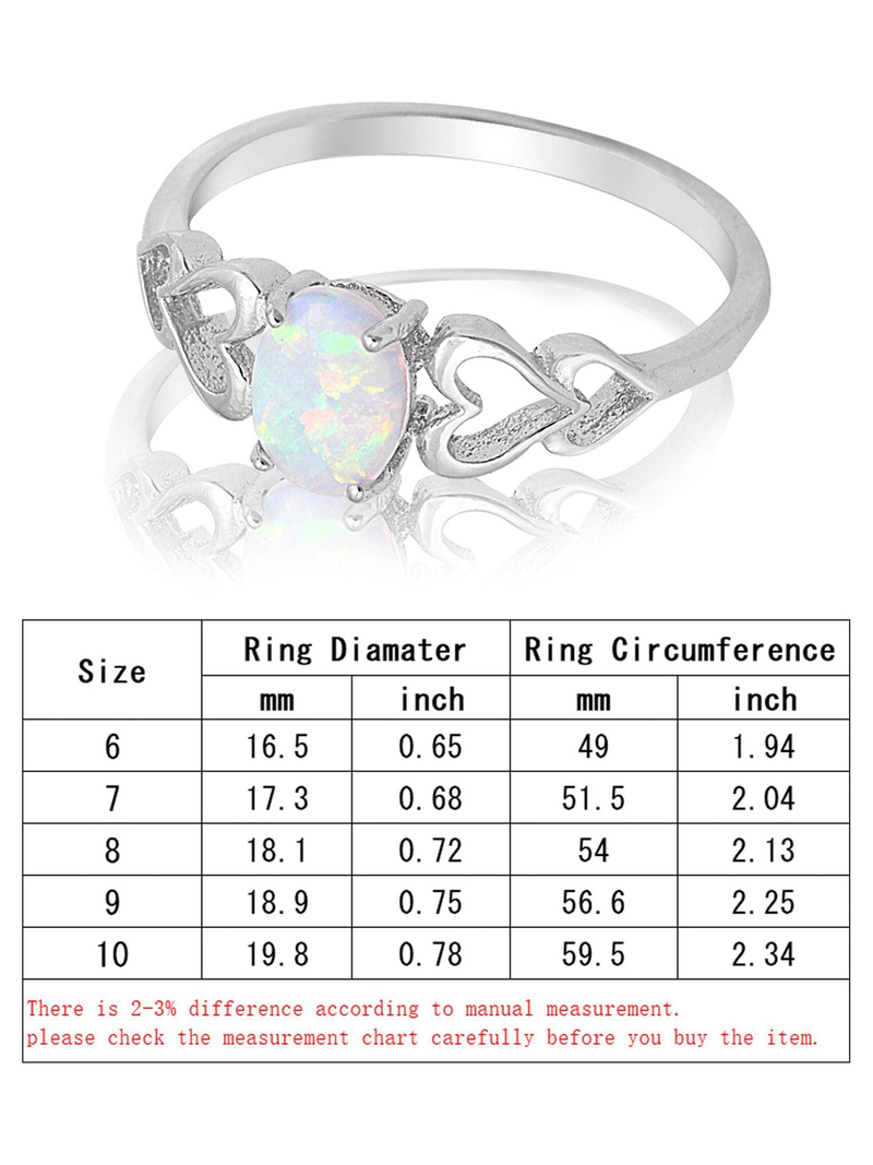 Sixtyshades Created Oval White Opal Rings Sterling Sier Gemstone Jewelry for Womens (Size 10)_voghion.com