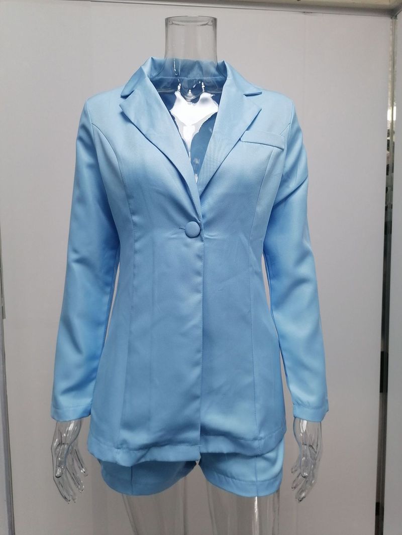 Costume deux pièces décontracté à manches longues et revers pour femmes_voghion.com
