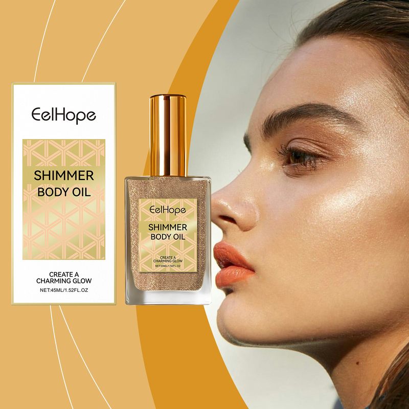 Golden Shiny Oil Gesichtskörper Schlüsselbeinflüssigkeit Hohe Helligkeit Feuchtigkeitsspendend Einfach anzuwenden_voghion.com
