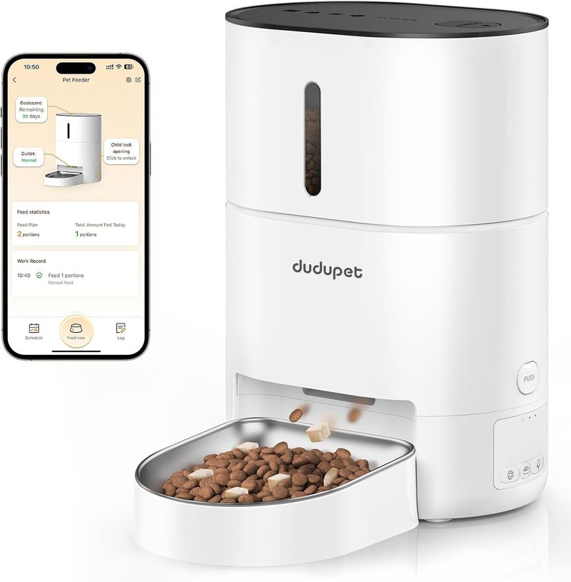 Futterautomat Katze - 4L Automatischer Futterspender Katze Mit 2.4G WiFi-Fernbedienung, Duale Stromversorgung, 10 Sekunden Sprachaufzeichnung, Edels_voghion.com