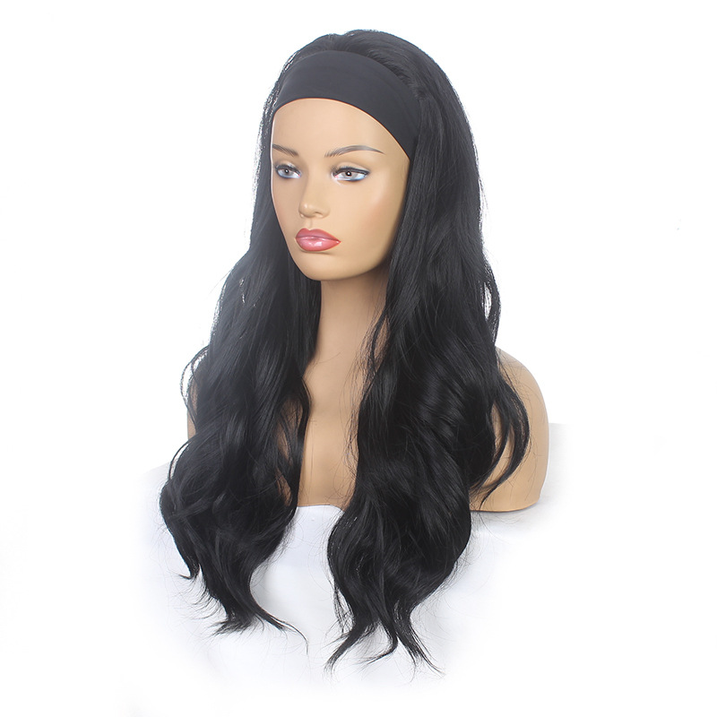 Synthetic Women's Curly Long Straight Hair, Synthetic Fiber Hair Band Wig Cover, New Customized Headband_voghion.com