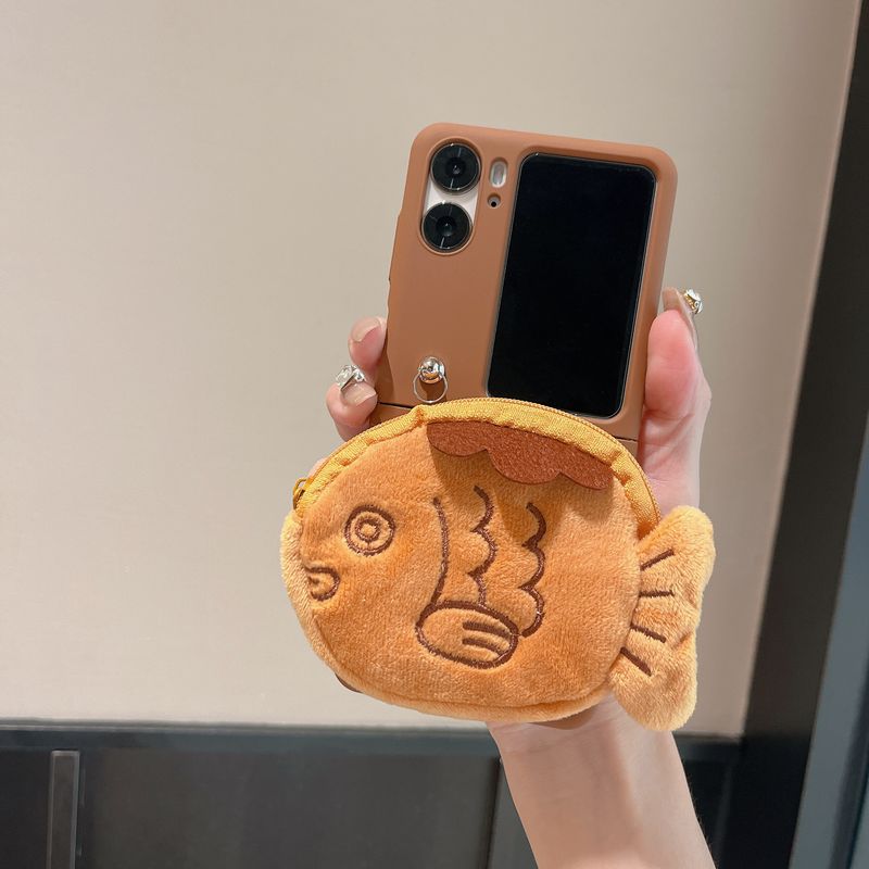 Korean style ins plush coin purse crossbody applicable OPPO Find N3 flip folding screen PC hard case protective cover_voghion.com
